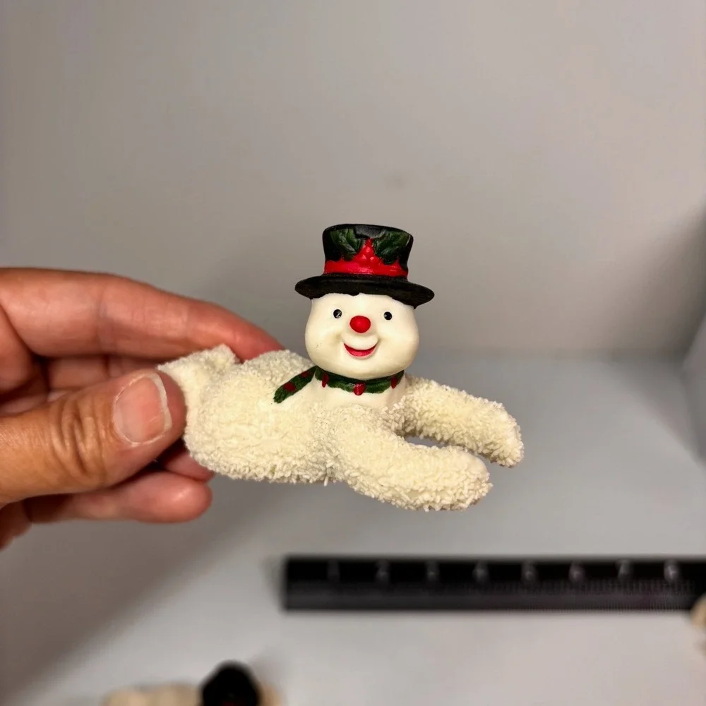 Snowman Candle Huggers Sugared Ceramic Don Mechanic 3in Vintage 1990s (Qty 4)